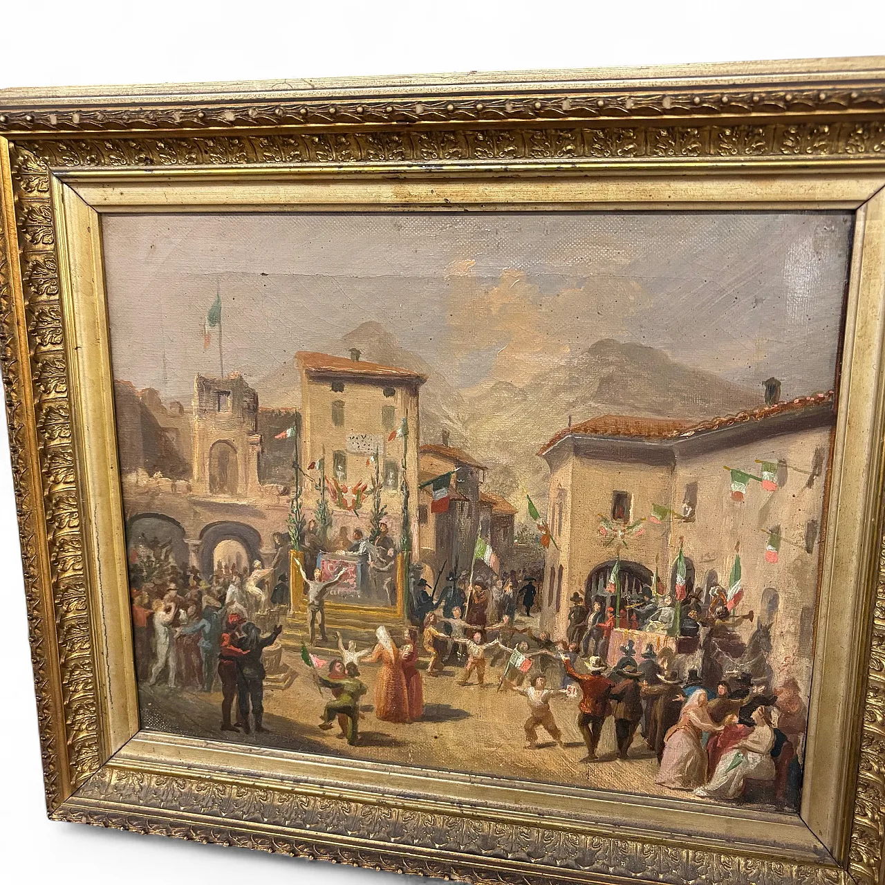 Carlo Ademollo. Antique Oil on canvas 1870 Risorgimento “The victory 17