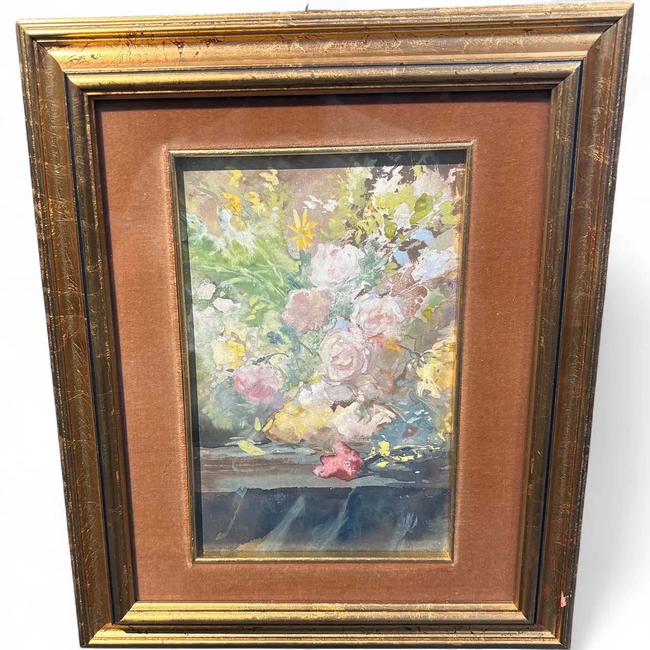 Pompeo Mariani (1857-1927) “Natura morta con Rose “ Antico Acquarello 15