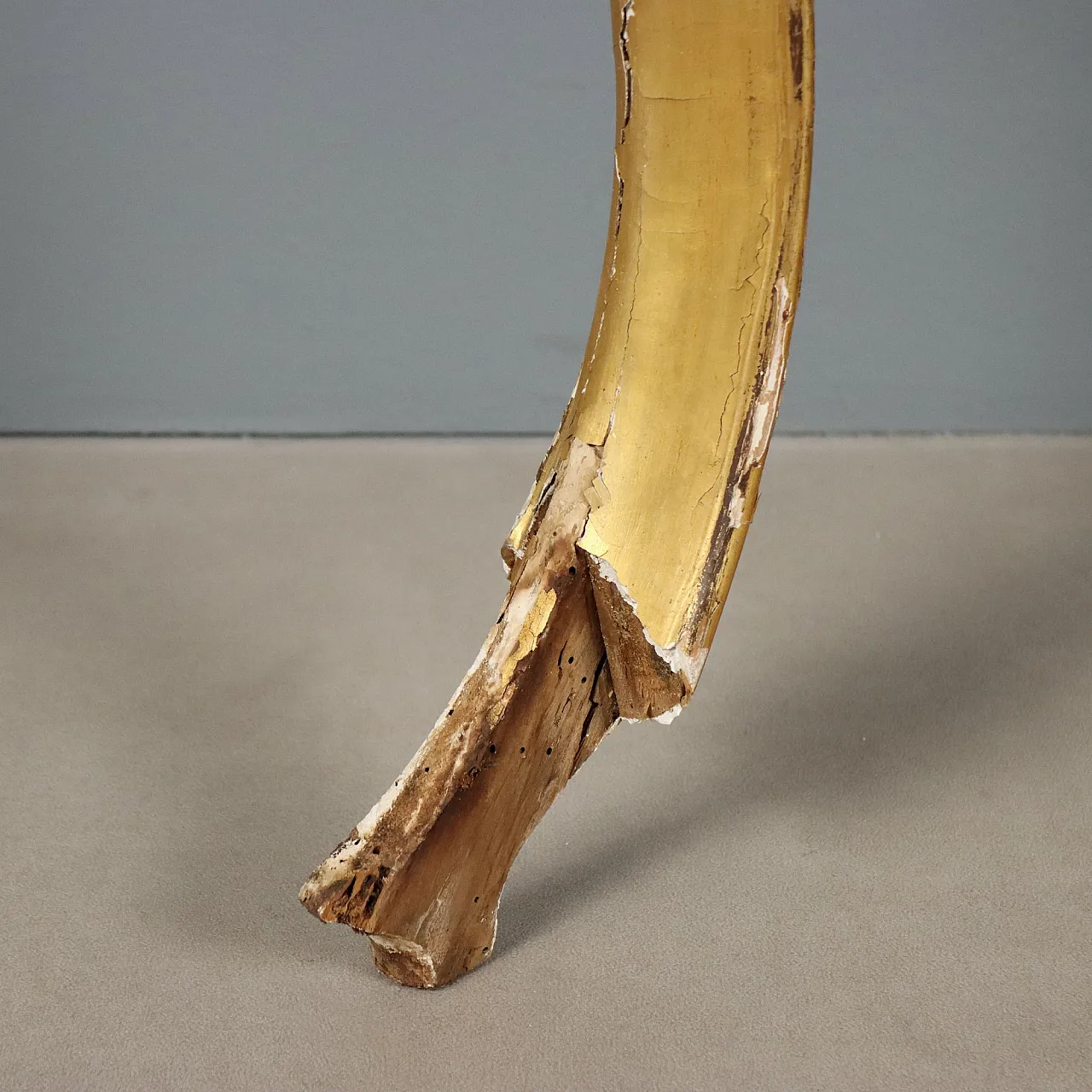 Gilded wood console table with marble top, 19th century 8