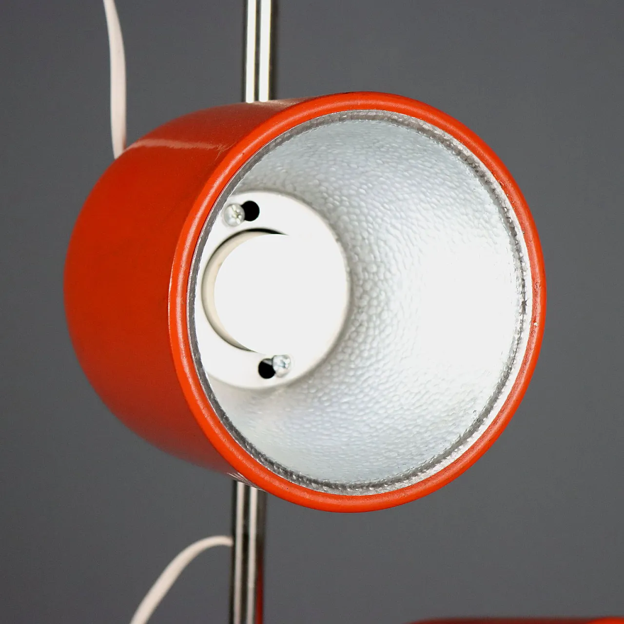 Orange enamelled metal lamp, 1970s 4