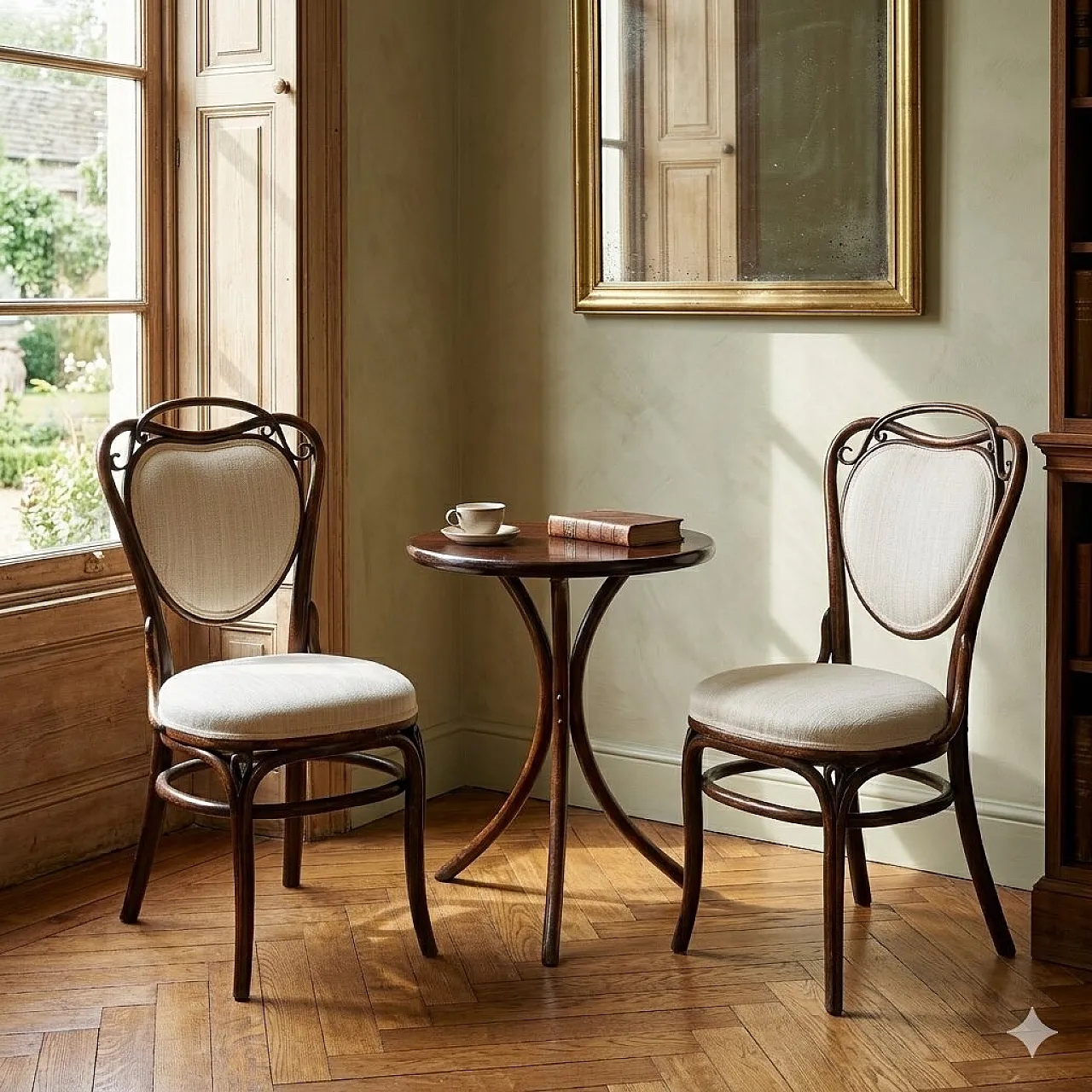 Pair of beech Thonet chairs, late 19th century 2