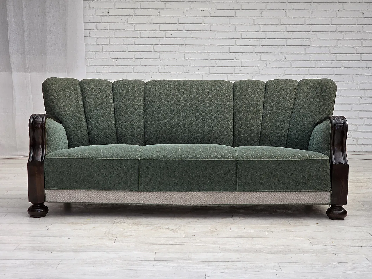 1960s, Danish 3-seater sofa, furniture wool, oak wood. 2