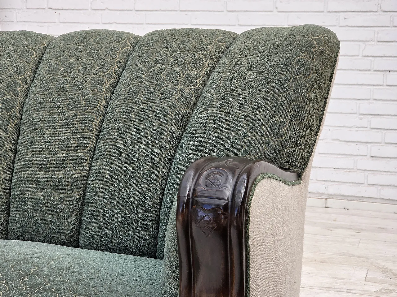 1960s, Danish 3-seater sofa, furniture wool, oak wood. 3