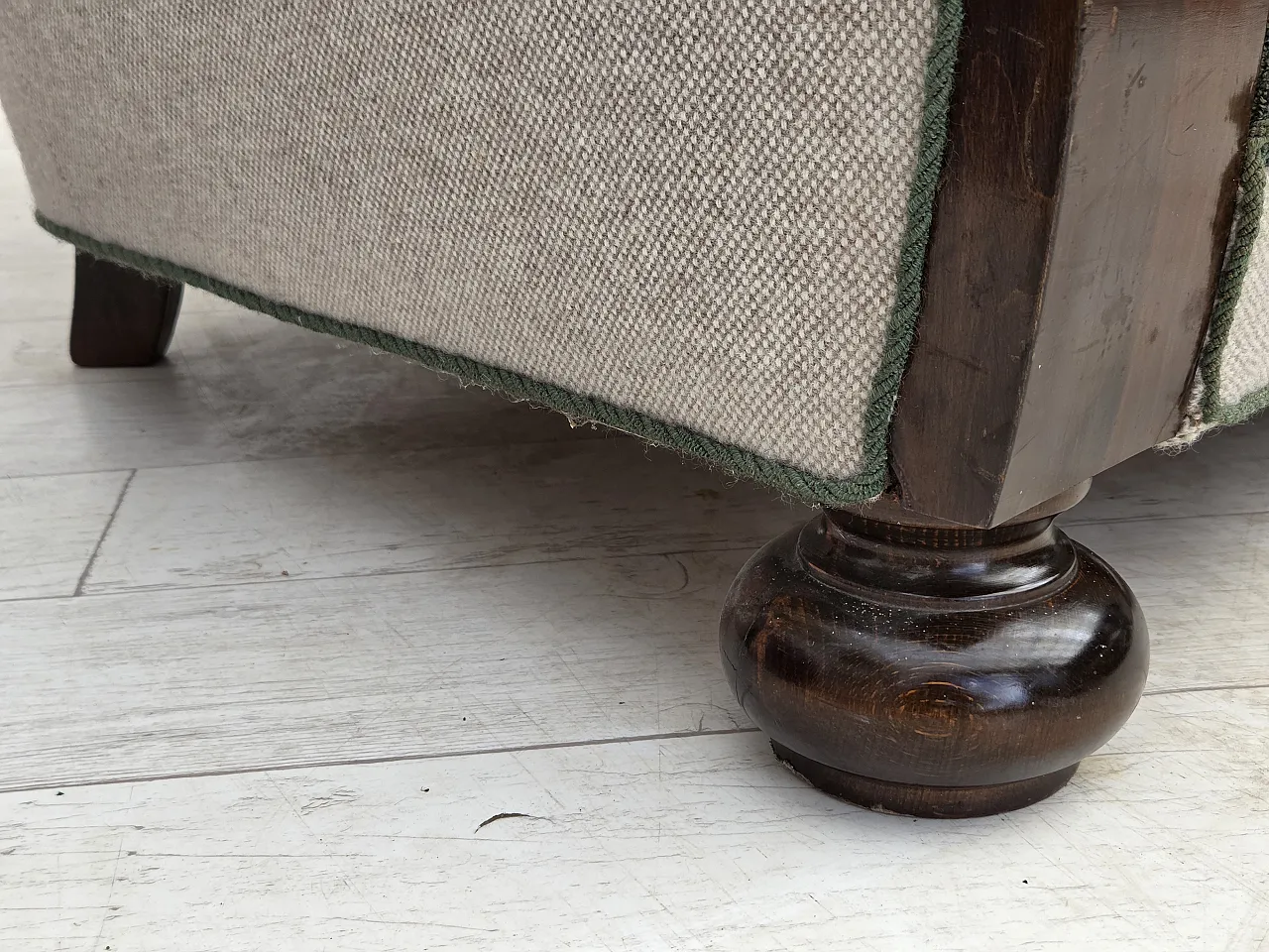 1960s, Danish 3-seater sofa, furniture wool, oak wood. 5