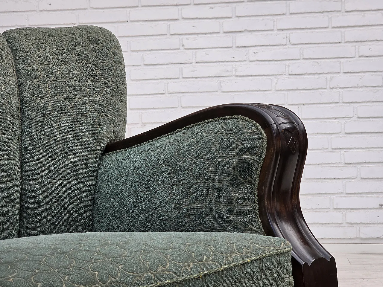 1960s, Danish 3-seater sofa, furniture wool, oak wood. 6