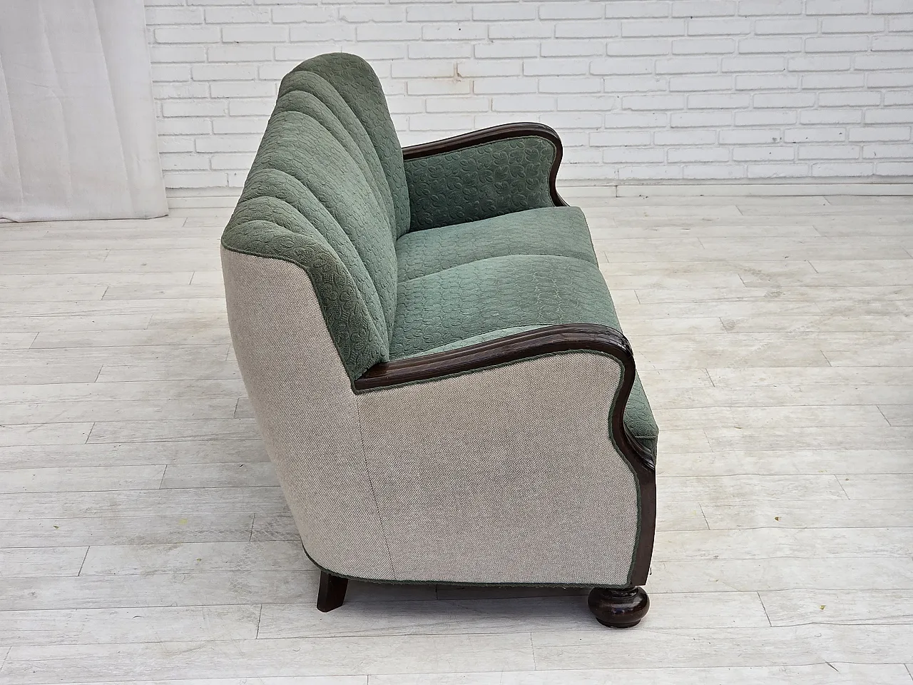 1960s, Danish 3-seater sofa, furniture wool, oak wood. 7
