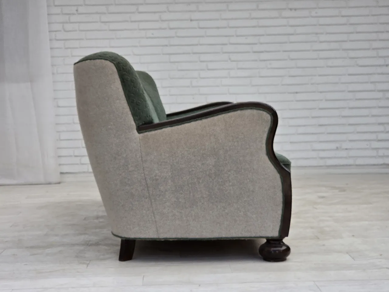 1960s, Danish 3-seater sofa, furniture wool, oak wood. 8