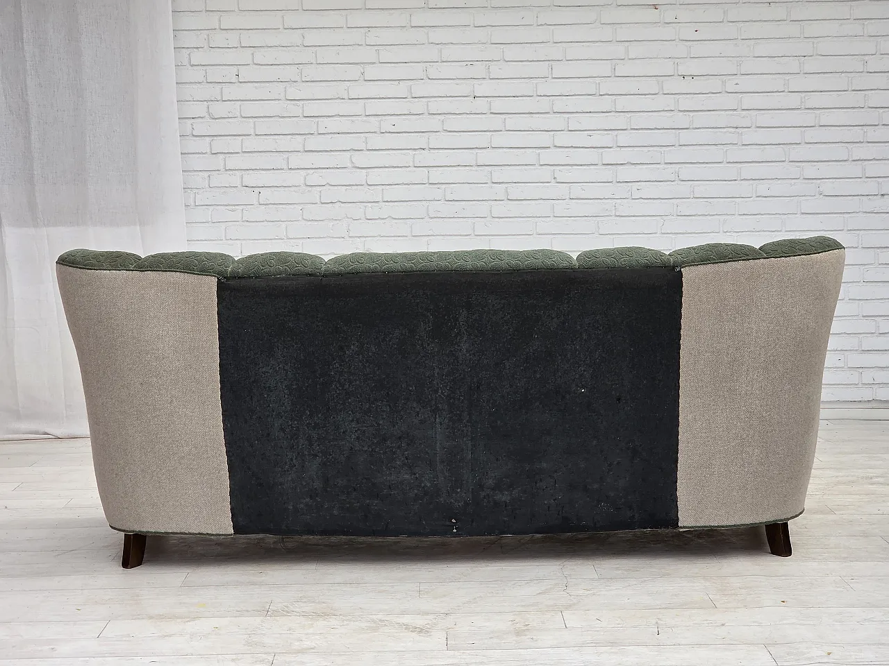 1960s, Danish 3-seater sofa, furniture wool, oak wood. 10
