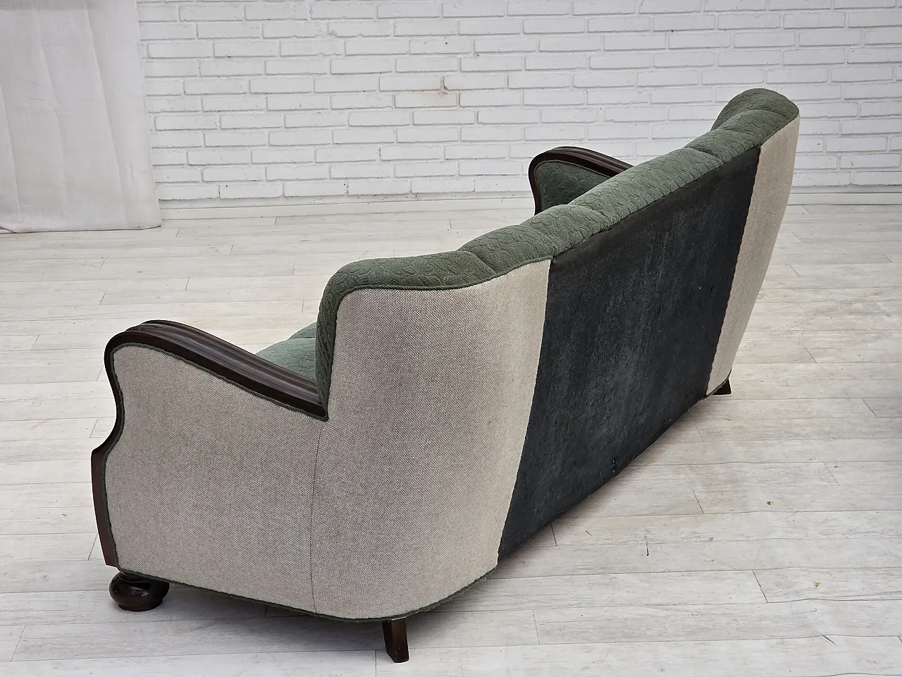 1960s, Danish 3-seater sofa, furniture wool, oak wood. 11