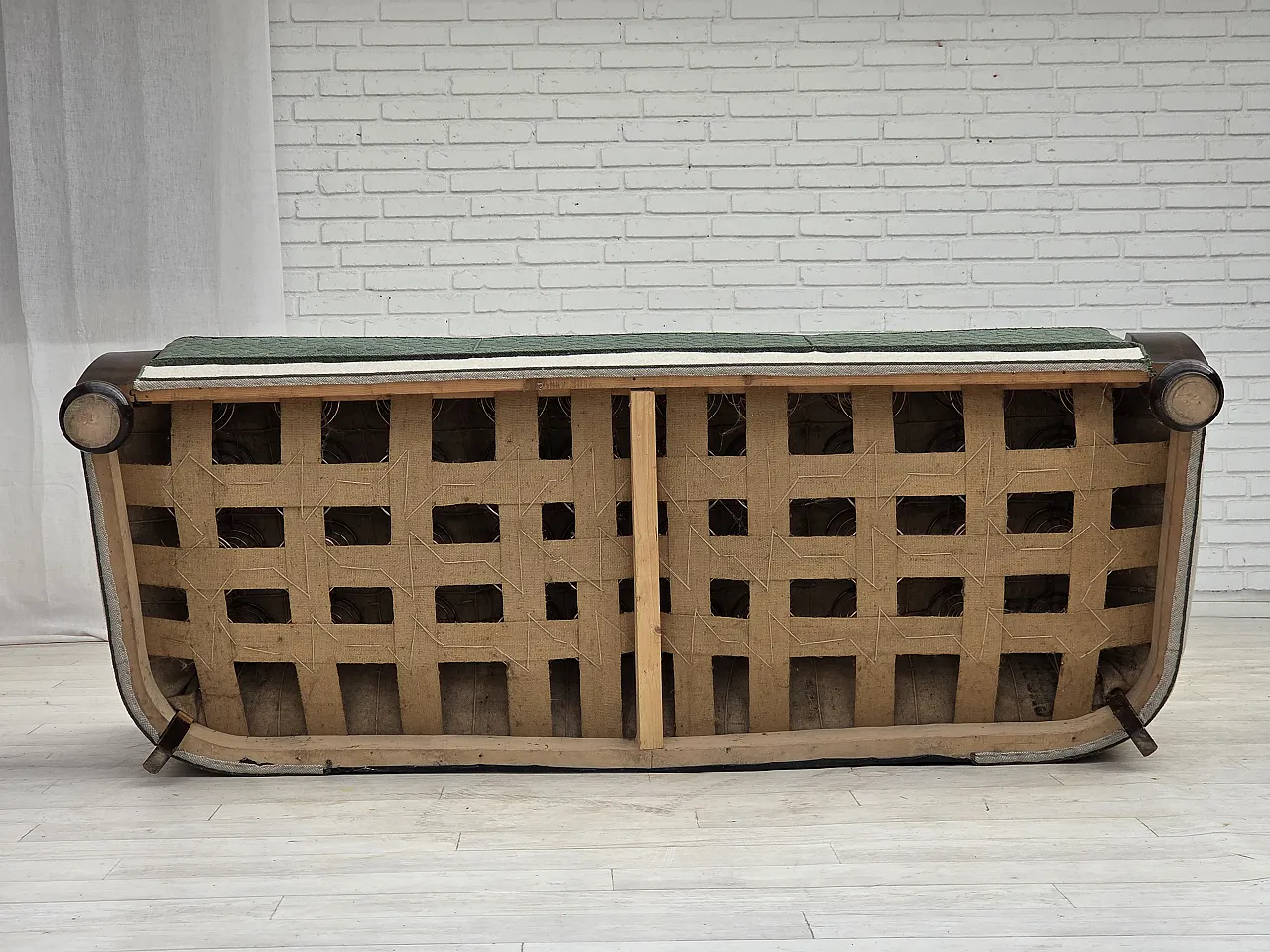 1960s, Danish 3-seater sofa, furniture wool, oak wood. 12