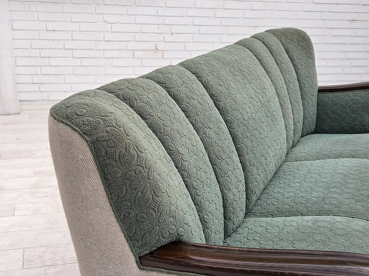 1960s, Danish 3-seater sofa, furniture wool, oak wood. 15