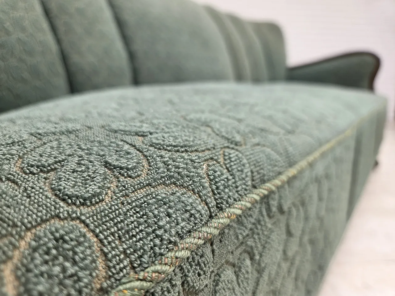 1960s, Danish 3-seater sofa, furniture wool, oak wood. 16