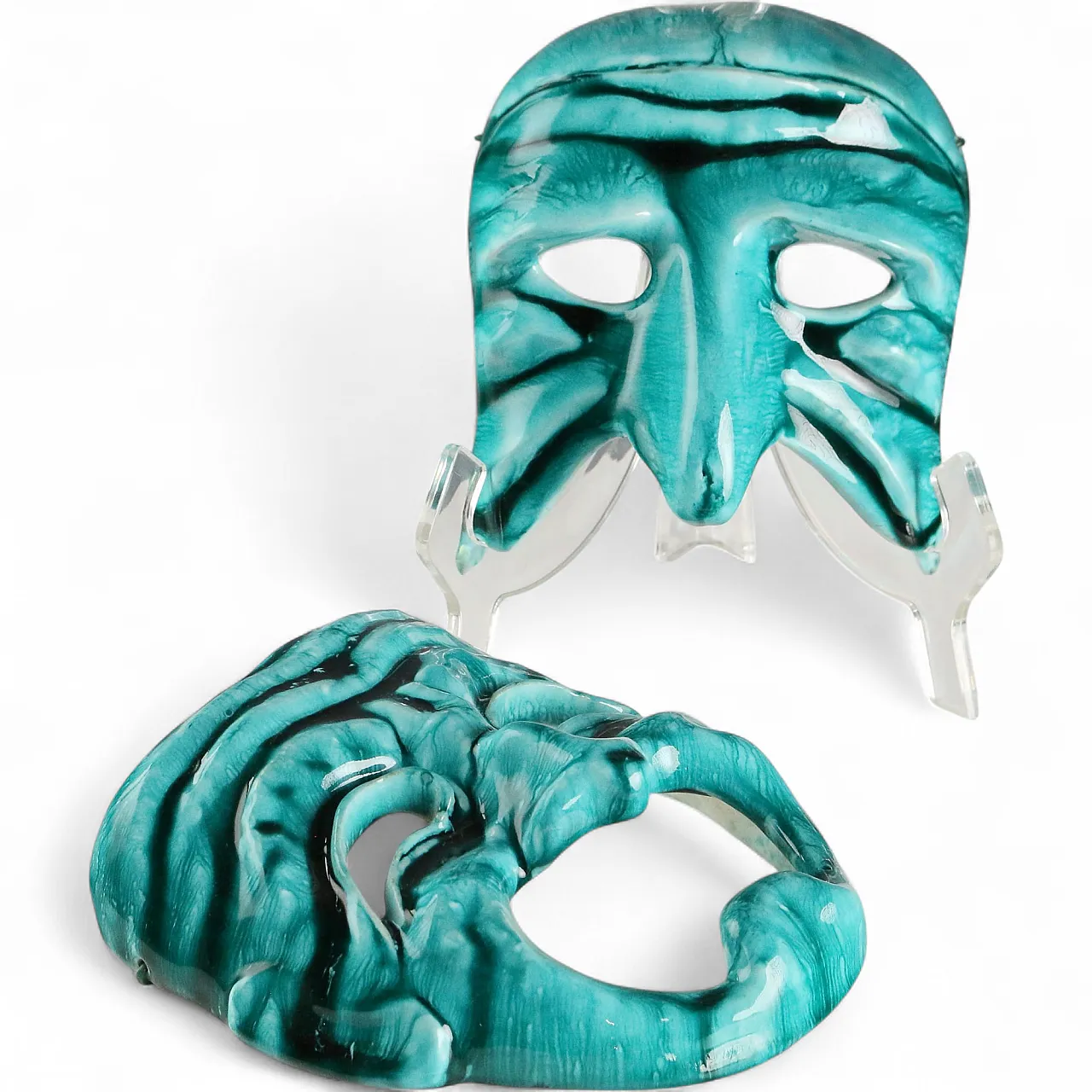 Coppia di maschere teatrali in ceramica, Cà D'oro, '900 9
