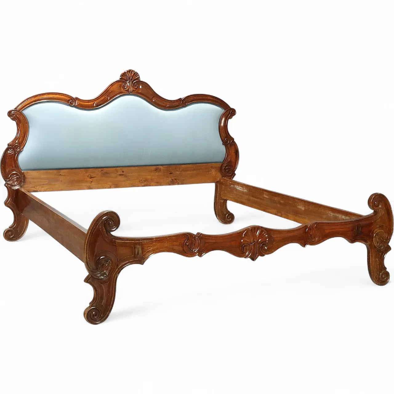 Louis Philippe walnut bed with scroll and curl carvings, 19th century 10