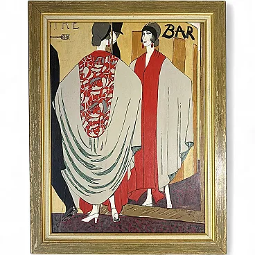 Dipinto di donna davanti allo specchio, olio su tela, '900
