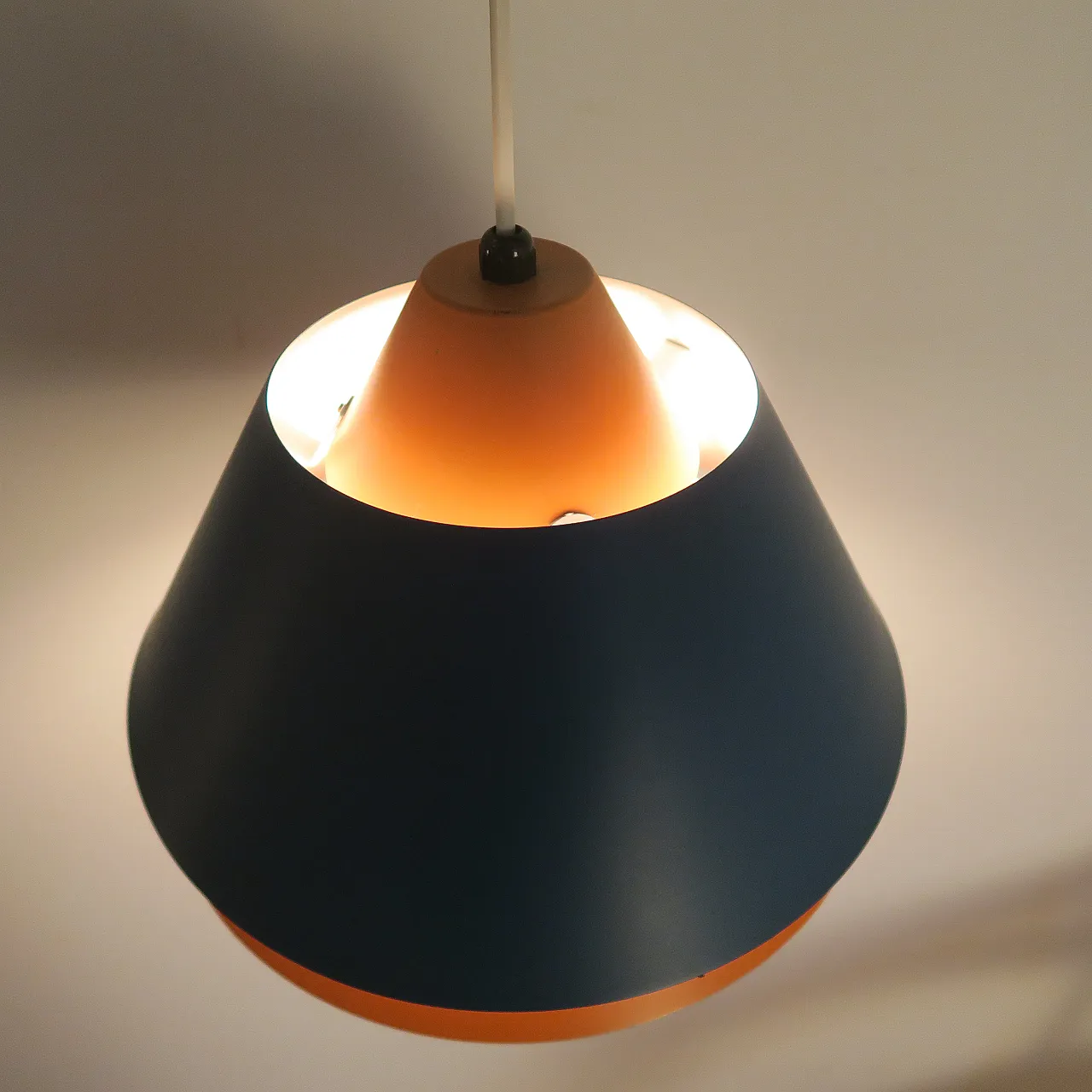 Orange and blue metal pendant lamp, 1960s 2