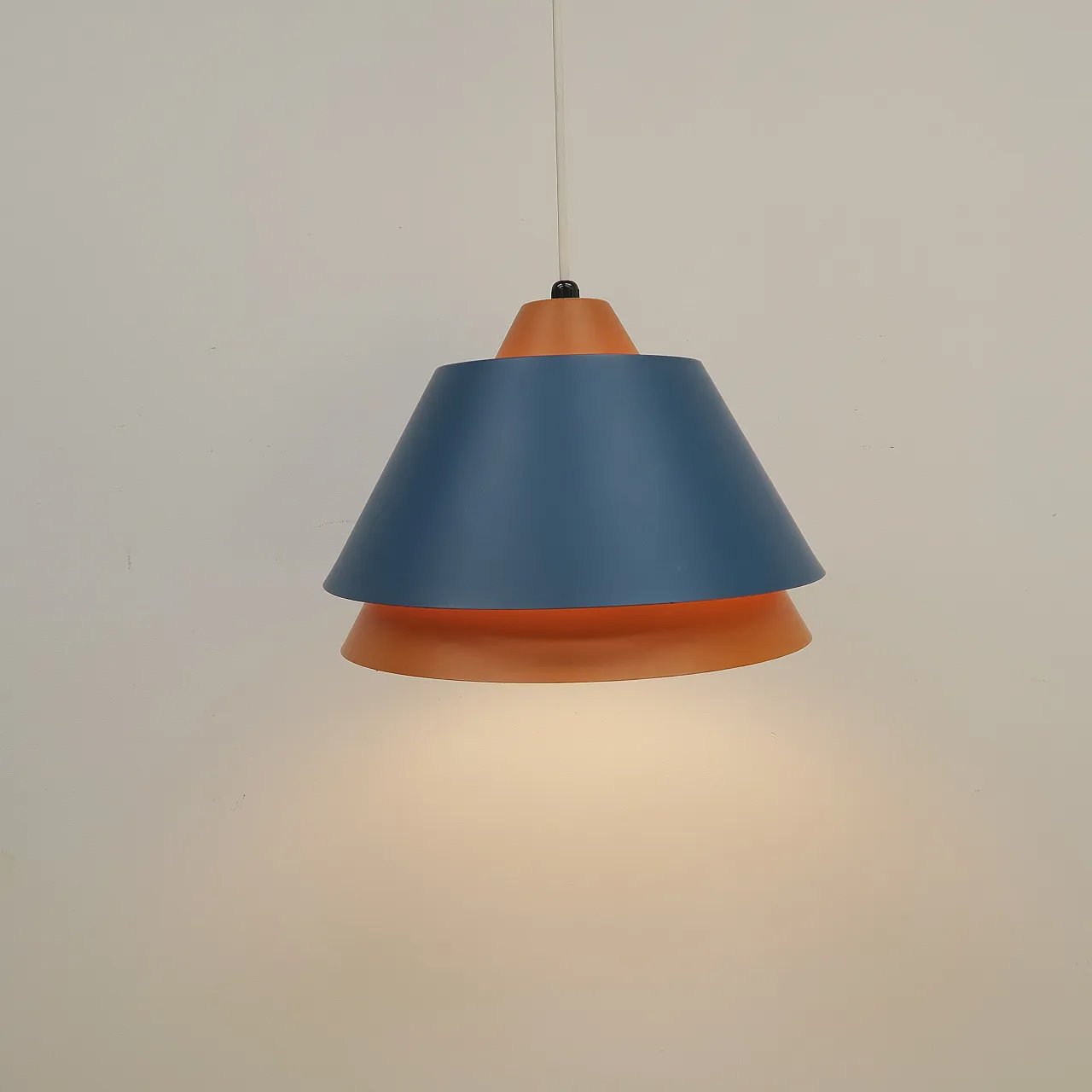 Orange and blue metal pendant lamp, 1960s 6