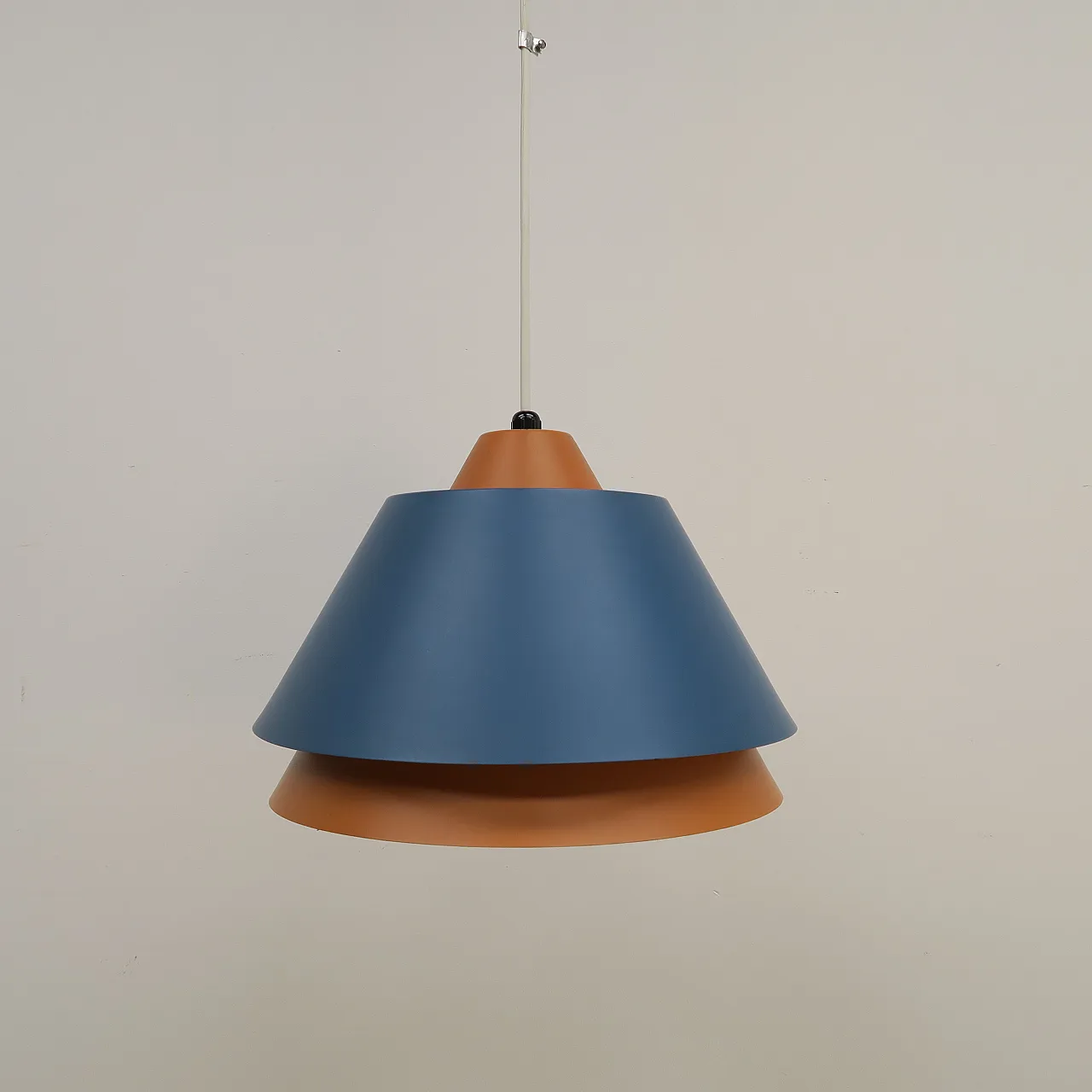 Orange and blue metal pendant lamp, 1960s 7