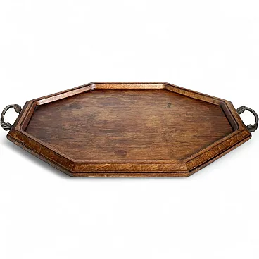 Wooden and metal tray, 20th century