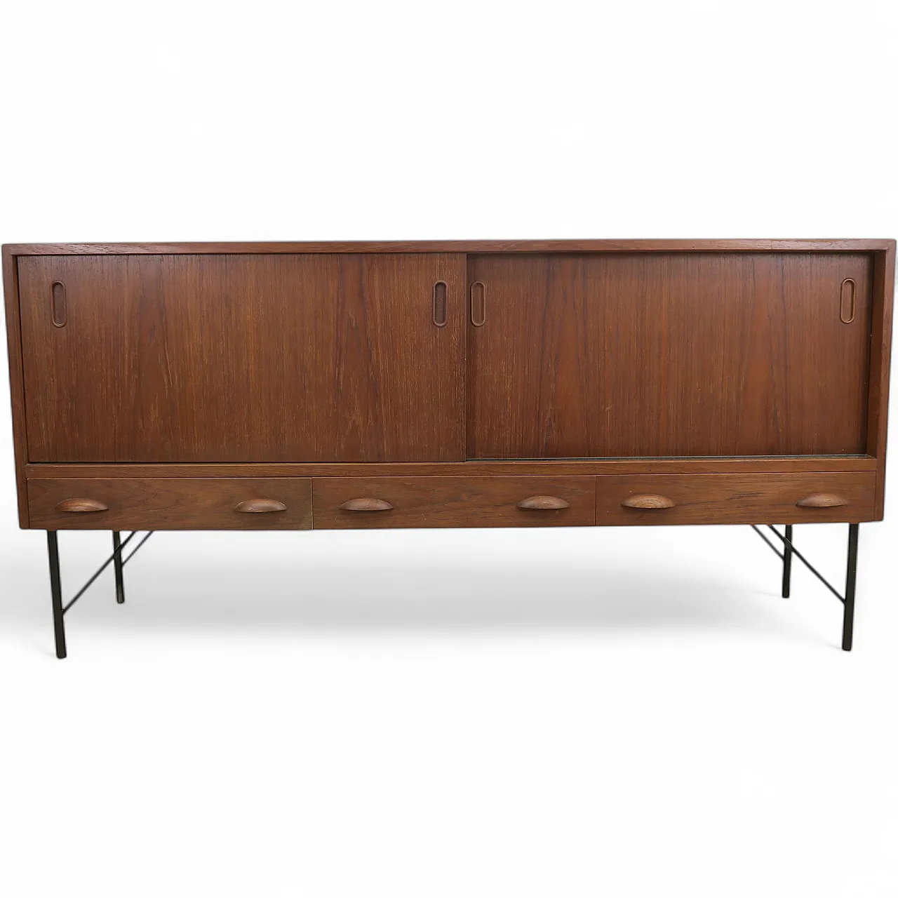 Teak sideboard with sliding doors and drawers, 1960s 13