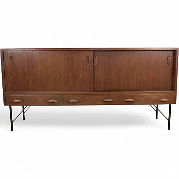 Teak sideboard with sliding doors and drawers, 1960s