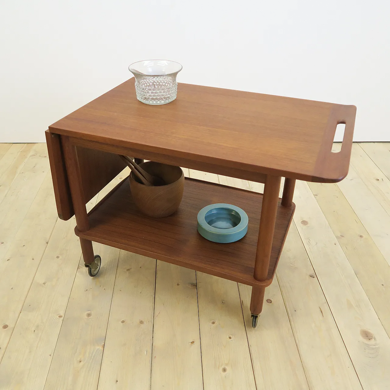 Extendable teak bar cart, 1960s 3