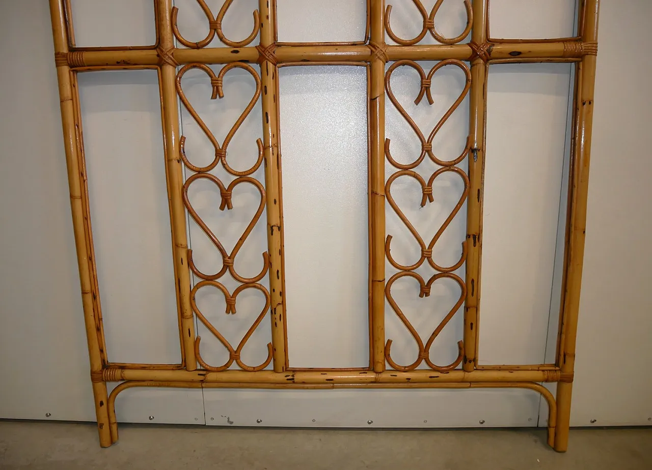 Bamboo and Wicker Wall Coat Rack, 70s 5
