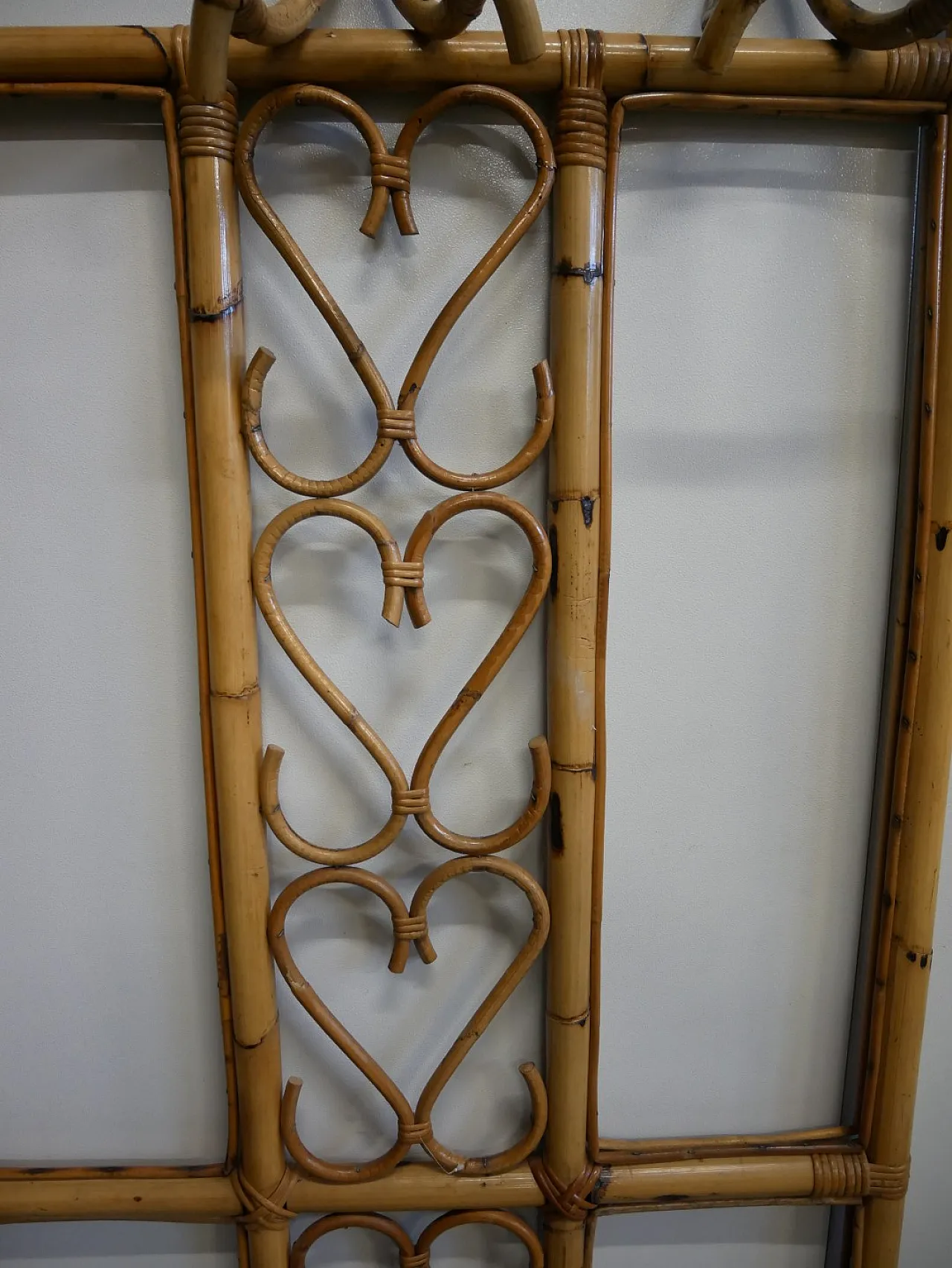 Bamboo and Wicker Wall Coat Rack, 70s 6