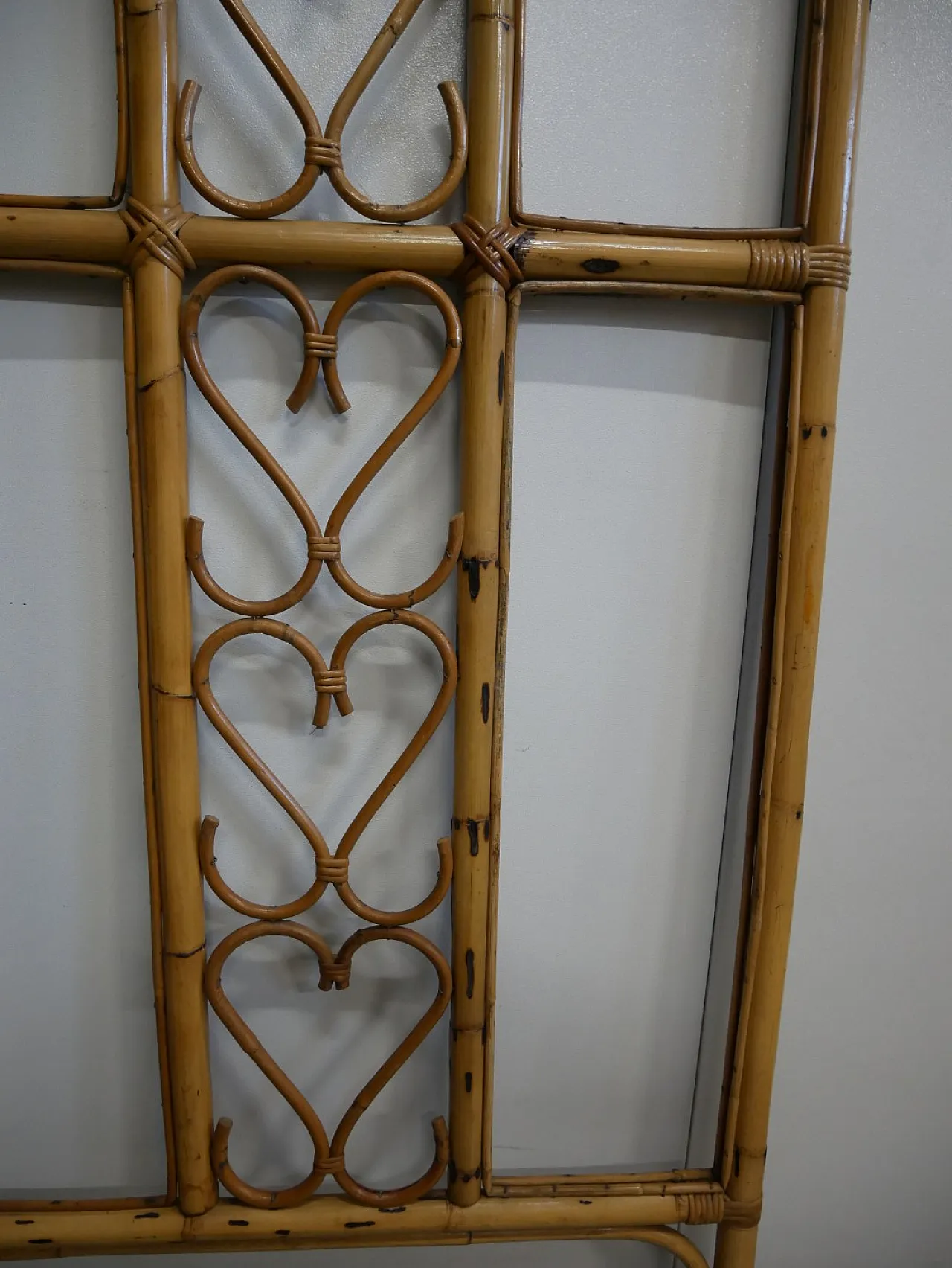 Bamboo and Wicker Wall Coat Rack, 70s 7