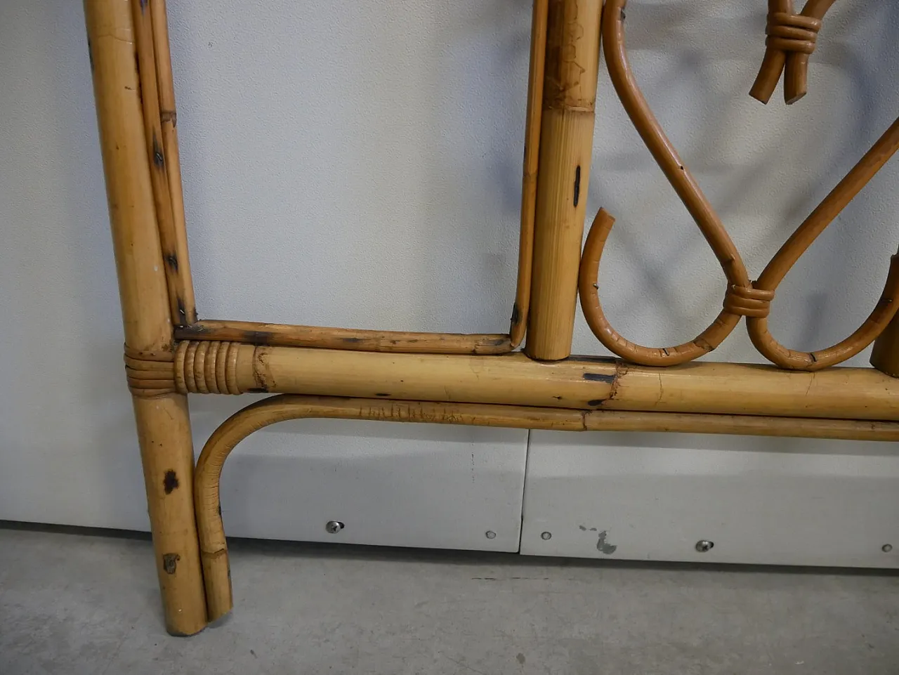 Bamboo and Wicker Wall Coat Rack, 70s 8
