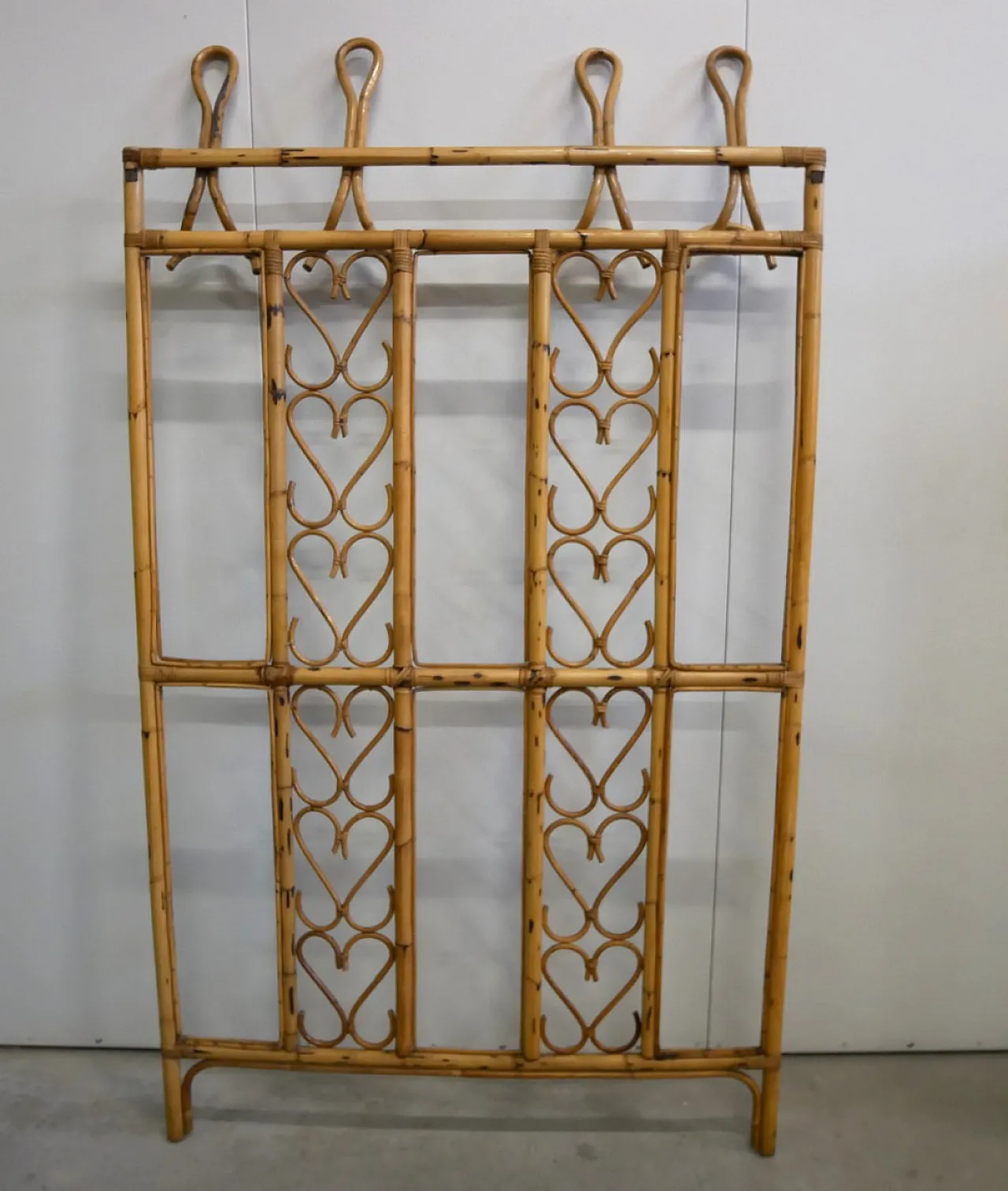 Bamboo and Wicker Wall Coat Rack, 70s 10
