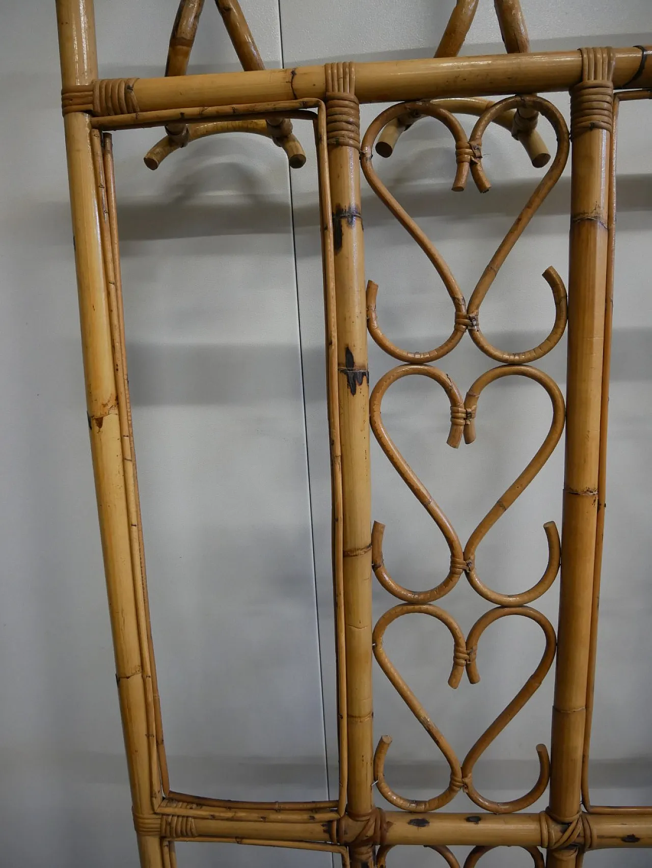 Bamboo and Wicker Wall Coat Rack, 70s 11