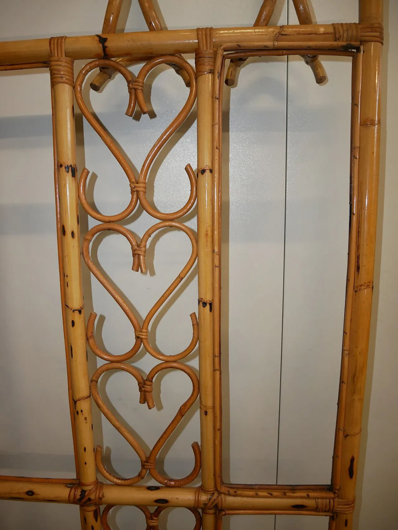 Bamboo and Wicker Wall Coat Rack, 70s 12