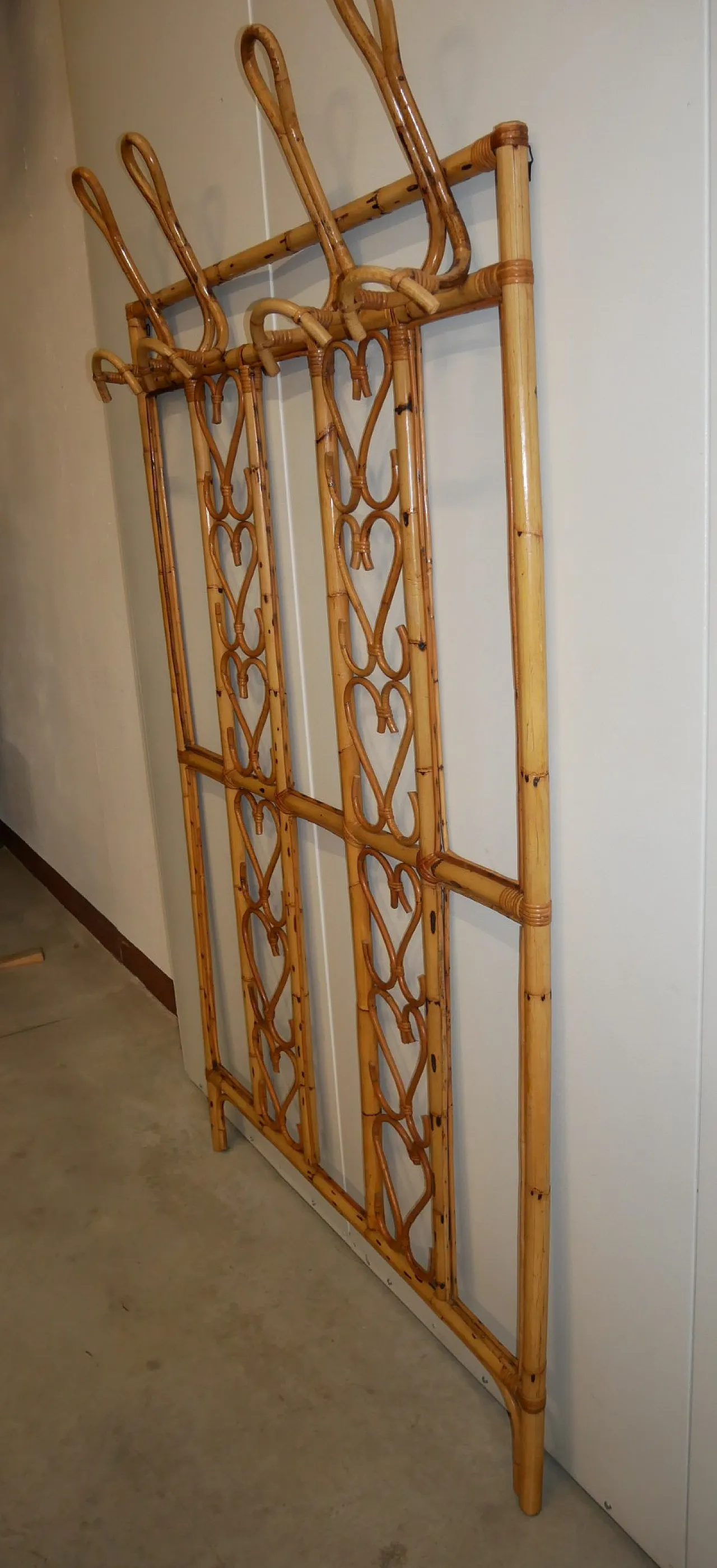 Bamboo and Wicker Wall Coat Rack, 70s 15