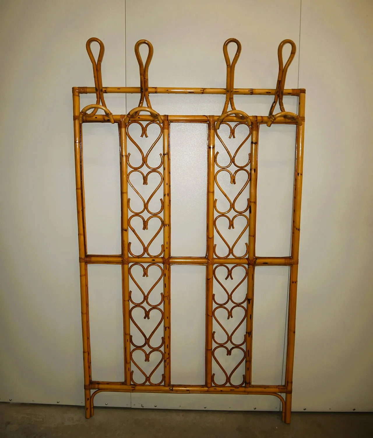 Bamboo and Wicker Wall Coat Rack, 70s 16