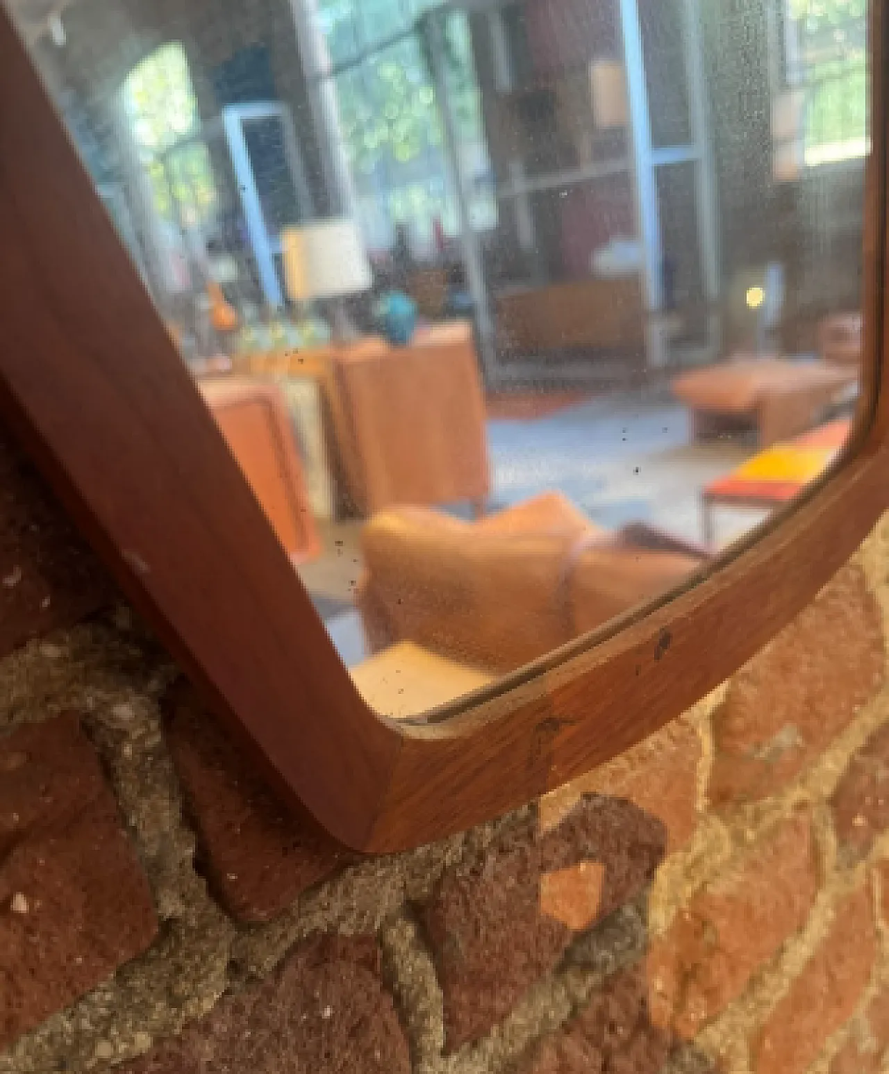 Specchio con cornice in teak, anni '60 3