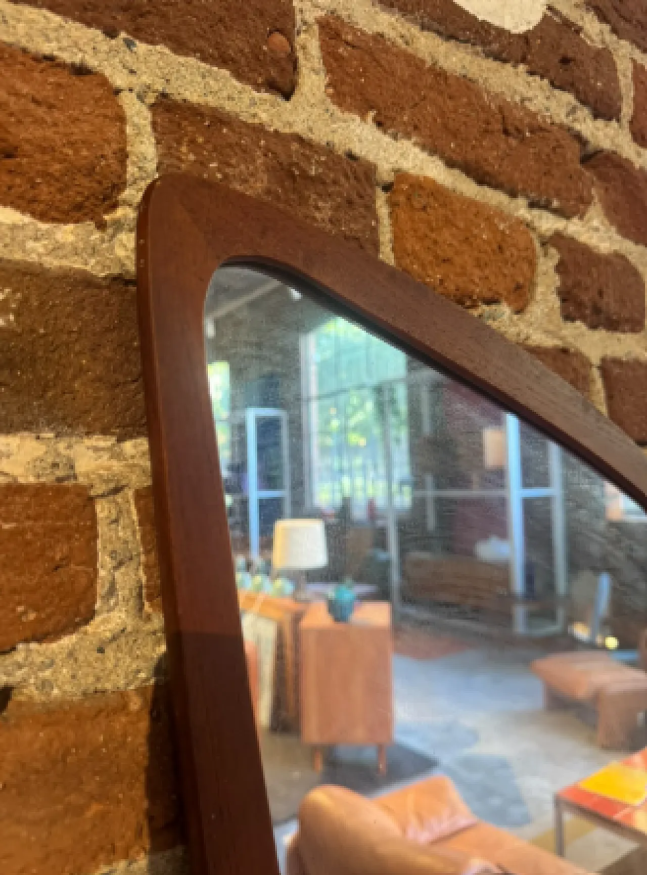 Specchio con cornice in teak, anni '60 4