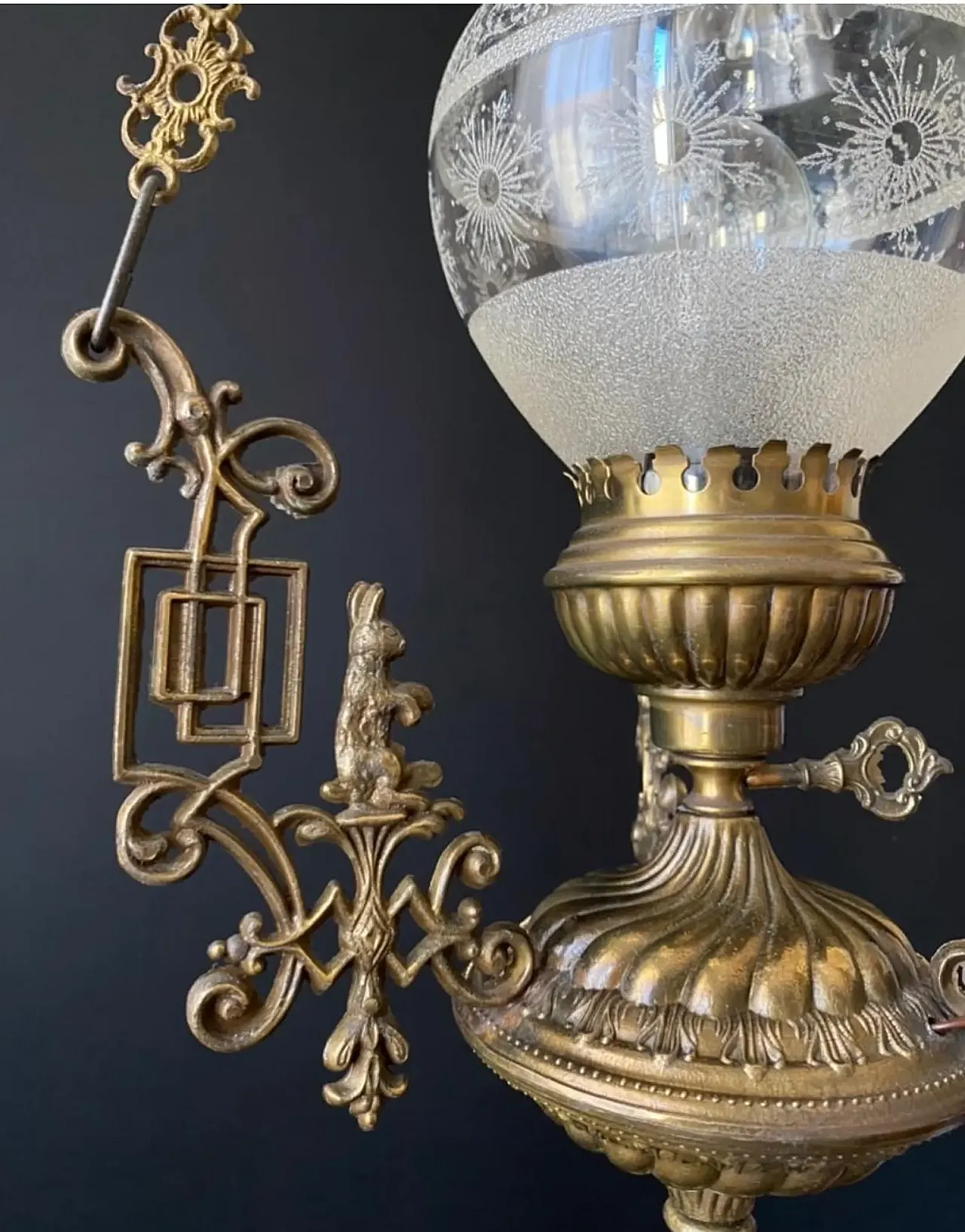 Pair of chandeliers are made of brass and bronze, 20th century 2