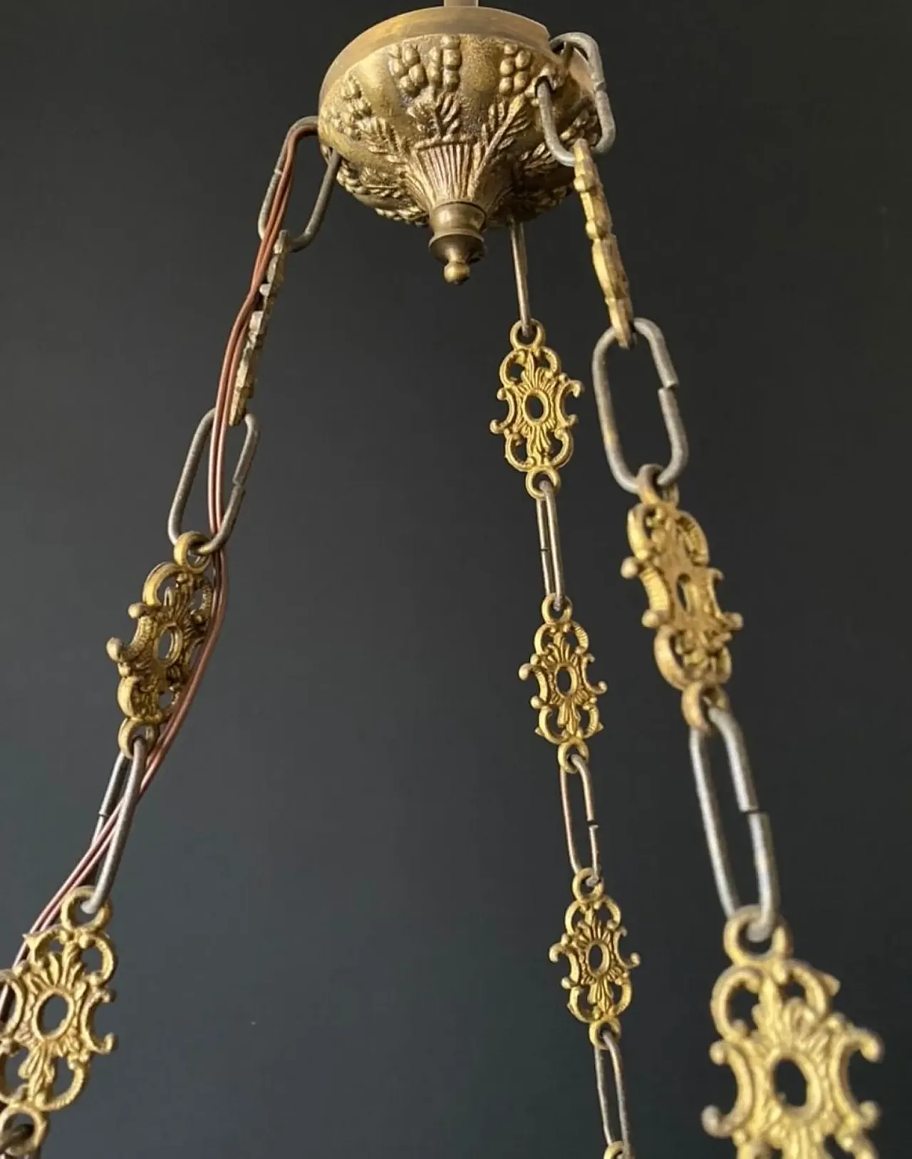 Pair of chandeliers are made of brass and bronze, 20th century 4