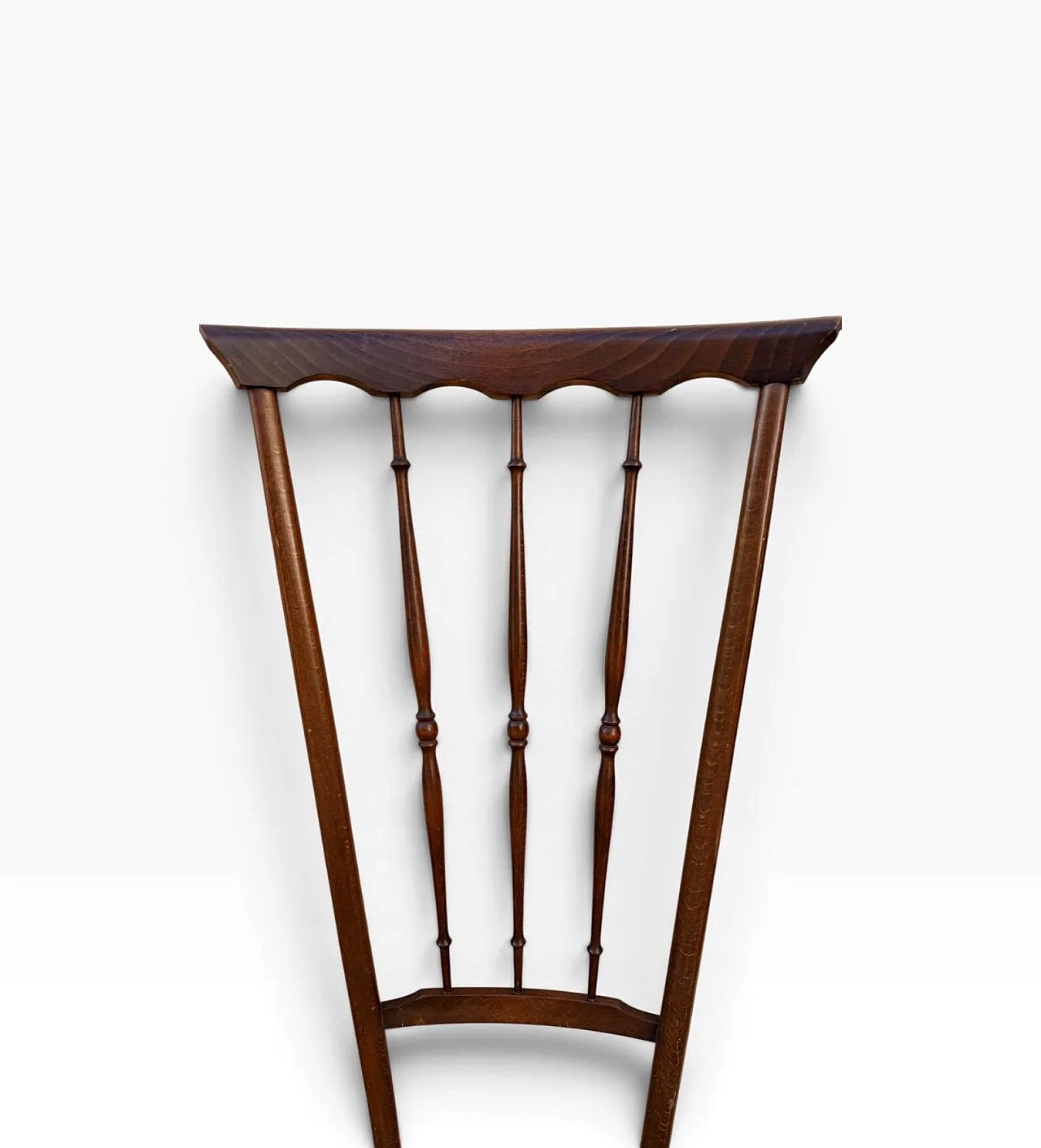Pair of Chiavarine chairs in wood and green velvet, 1950s 3