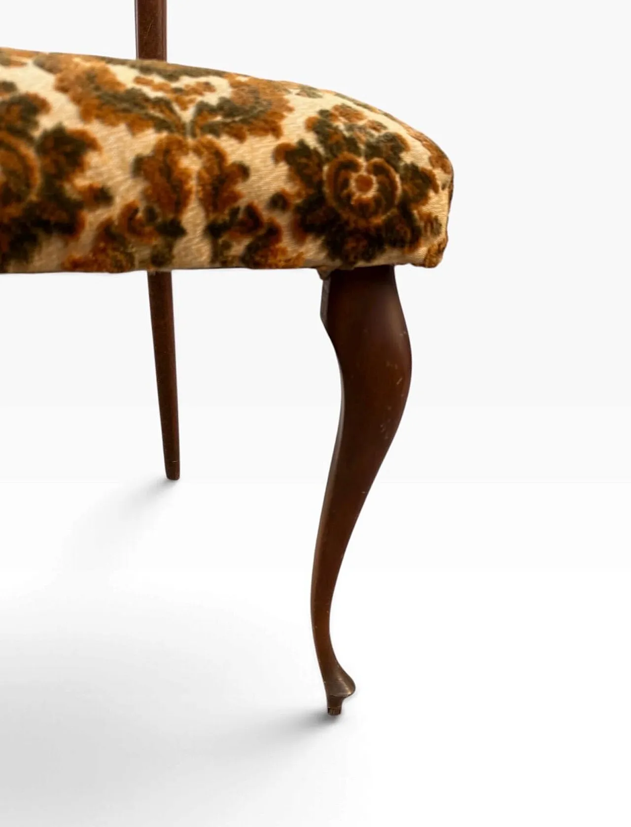 Pair of Chiavarine chairs in wood and green velvet, 1950s 10
