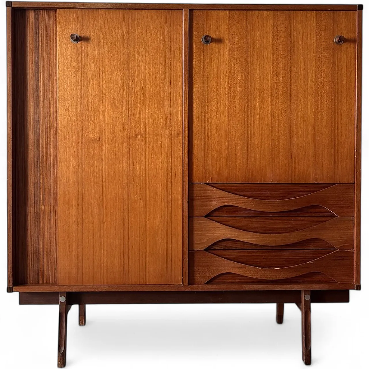 Highboard in teak with sliding doors from Dassi, 1960s 14