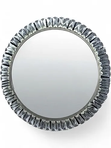 Circular wall mirror with crystal prisms, 1970s