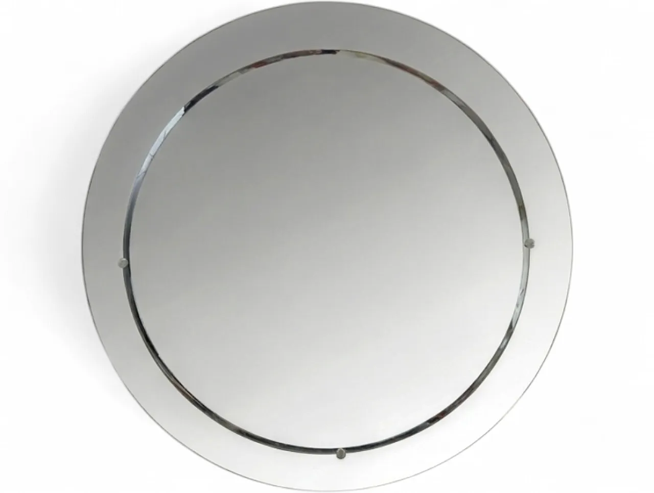 Specchio da parete rotondo in vetro specchiato, anni 70 6