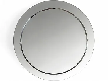 Round mirrored glass wall mirror, 1970s