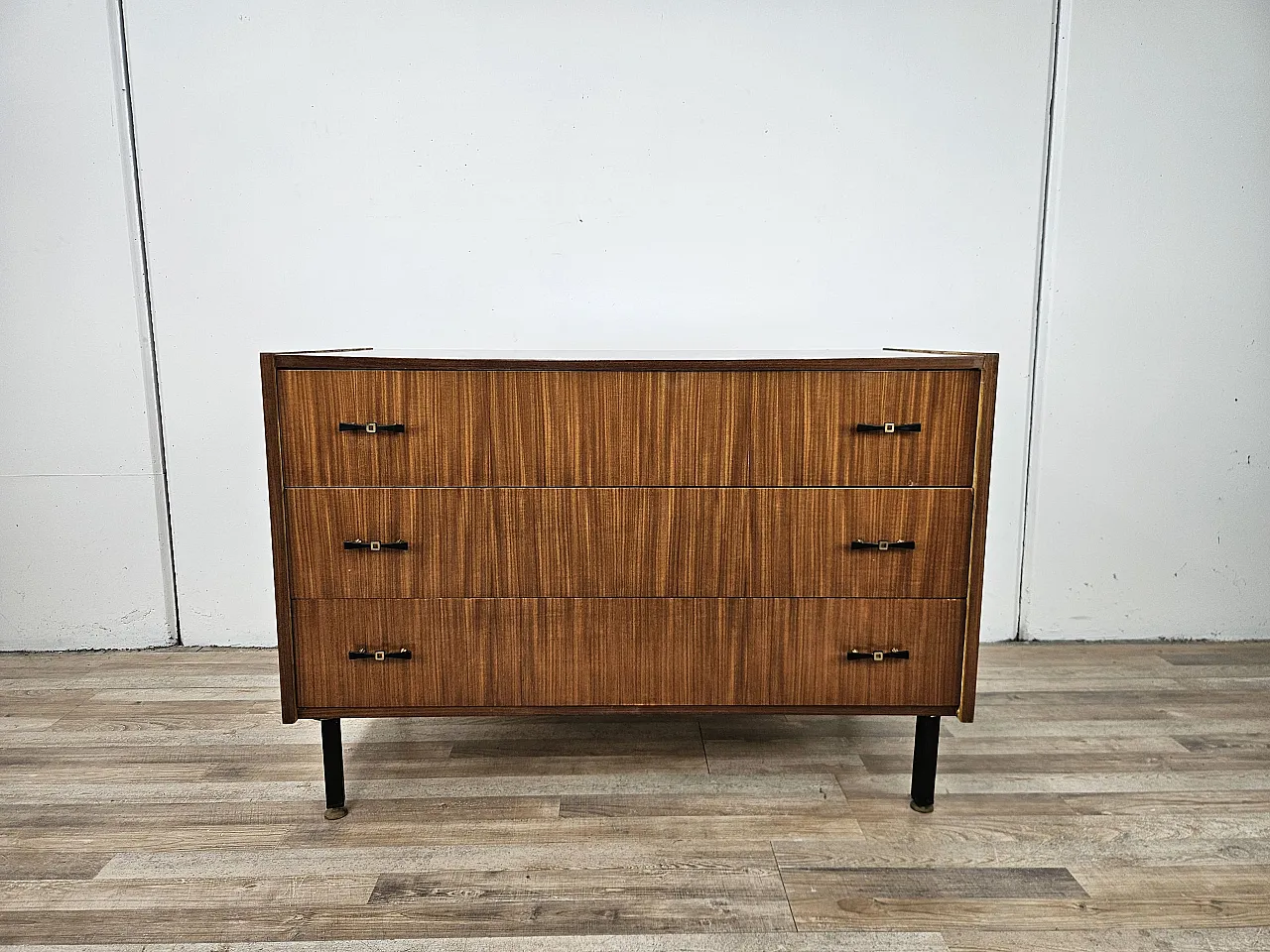 1960s three-drawer teak chest of drawers 1