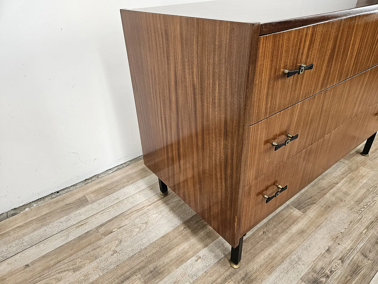 1960s three-drawer teak chest of drawers 2