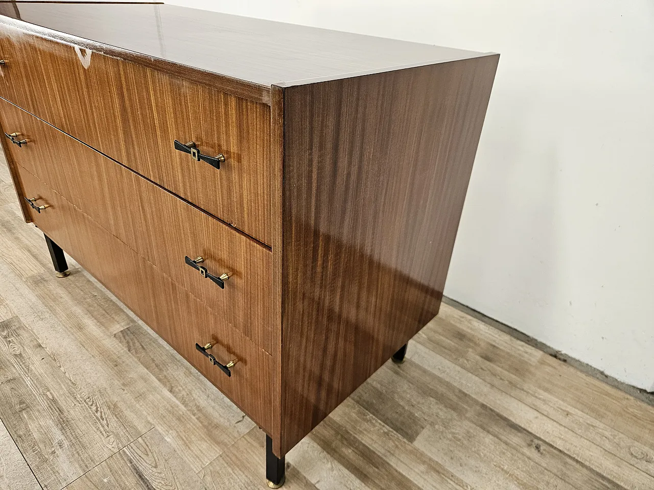 1960s three-drawer teak chest of drawers 3