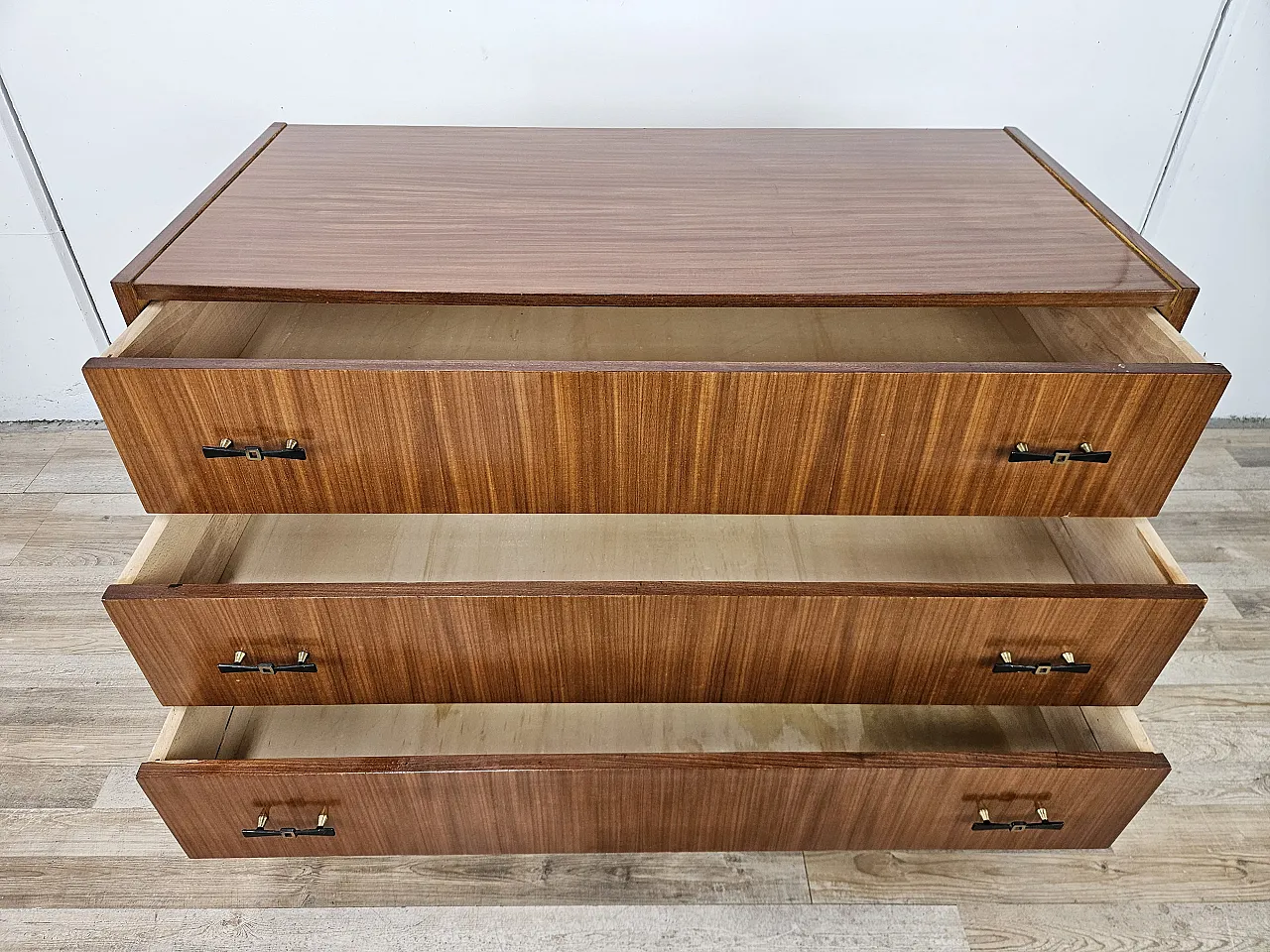 1960s three-drawer teak chest of drawers 9