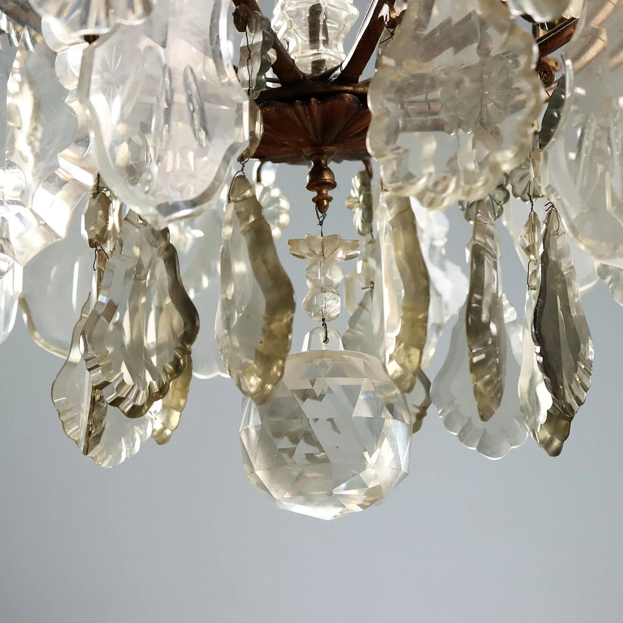 Pair of metal and glass chandeliers, 19th century 6